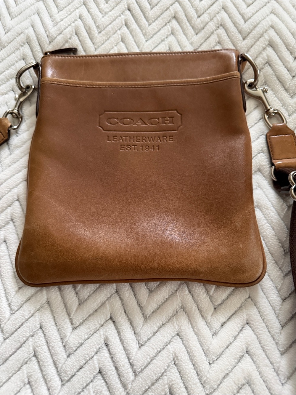 Coach Tan Leather Messenger Crossbody Bag